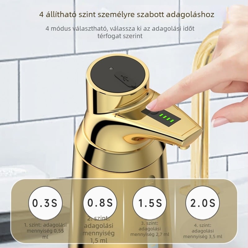 Automata szappanadagoló szenzorral – ABS+PET, CE/RoHS/FCC tanúsítványok, fúrás nélküli telepítés, modell GM-S2309B-G, Greatmay