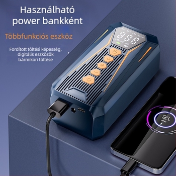 Autóba szerelt levegőpumpa, kettős használat autóhoz és kerékpárhoz, hordozható elektromos kerékpárpumpa, digitális kijelzővel