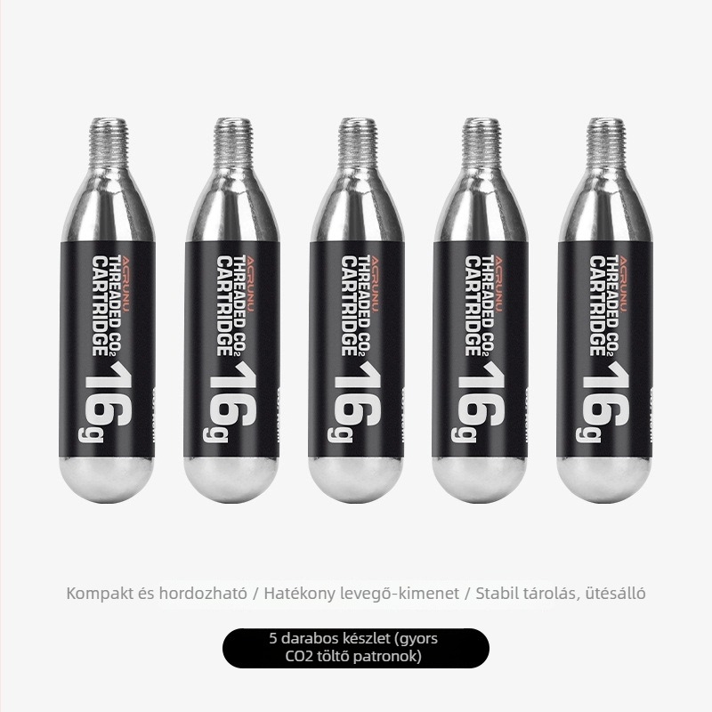 ACRUNU CO2 sűrítő kerékpárhoz, vizuális nyomásmérővel, alumínium ötvözet, Presta/Schrader kompatibilis, 130 g