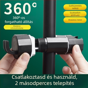 Zuhanytartó készlet állítható rúddal és csúszó hüvellyel — szerelés kampóval; anyaga műanyag; funkció: mozgatható; stílus: modern minimalizmus