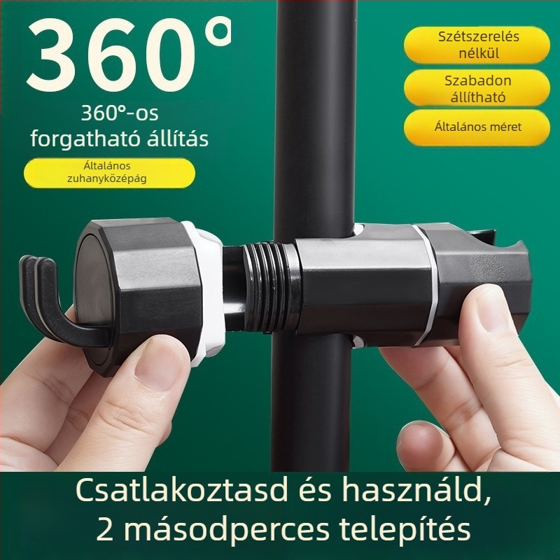 Zuhanytartó készlet állítható rúddal és csúszó hüvellyel — szerelés kampóval; anyaga műanyag; funkció: mozgatható; stílus: modern minimalizmus