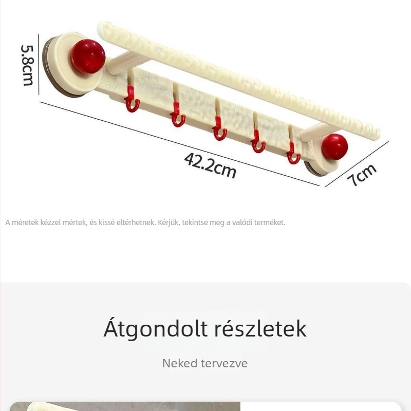 Fali törölközőtartó szívócsésze segítségével, műanyagból, teherbírás 3 kg, 1 szint, modern minimalist stílus