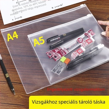 Műanyag, átlátszó vizsgadokumentum tasak cipzárral