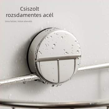 Rozsdamentes acél fürdőszobai tárolópolc vákuumkupakkal, falra szerelhető fúrás nélkül, kör alakú dizájn