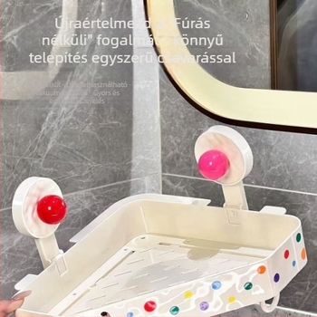 Szívókorongos sarokfalra szerelhető tároló — műanyag, injekciós öntés, modell 11112, teherbírás 1.5, 1 réteg