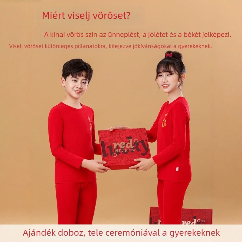 Gyerekeknek készült pamut thermális alsónemű készlet, uniszex, vékony, alapréteg téli és őszi időszakokra