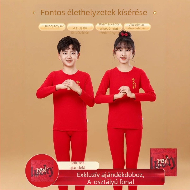 Gyerekeknek készült pamut thermális alsónemű készlet, uniszex, vékony, alapréteg téli és őszi időszakokra