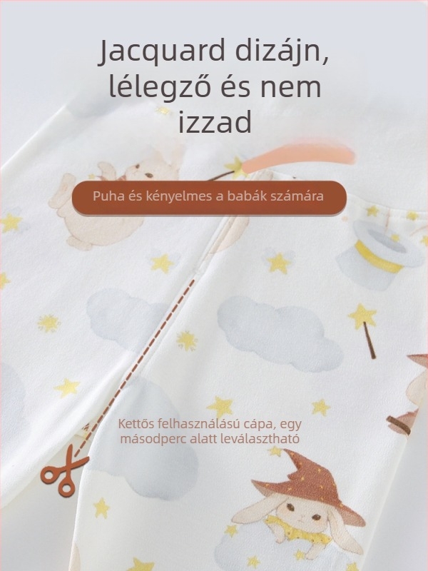 Gyerekeknek otthoni nadrág, magas derekú, 100% pamut, uniszex, cartoon mintával, lélegző és meleg tavaszra és őszre