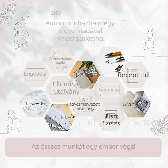 Japán stílusú, valódi bőrből készült nagy kapacitású anya–gyermek dokumentumorganizer, útlevél és egyéb okmányok számára, háromzáras záródással