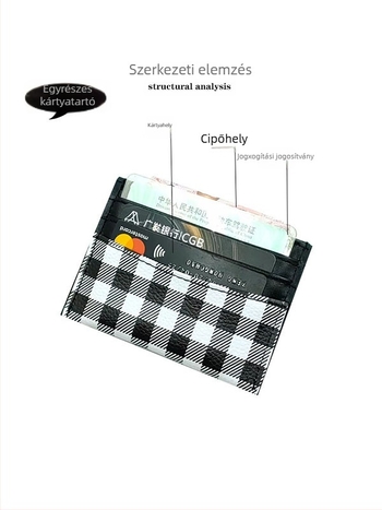 Qimo ultrakönnyű kártyatartó – PU bőr, kockás mintával mini érme- és bankkártyatartó, uniszex, 2025 tavasz