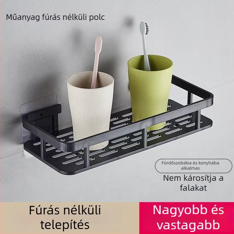 Fúrás nélküli falra szerelhető fürdőszobai polc, nagy teherbírású