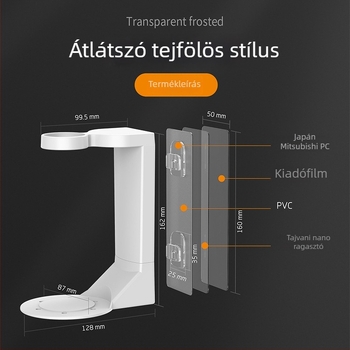 ABS fürdőszobai falra szerelhető polc, 1 szint, vákuumos rögzítés, fúrás nélküli, mozgatható