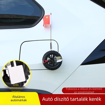 Autó és motorkerékpár dekoratív antenna, kártya-szegélyes szerelés, mini tartalékkerék inspirálta csomagtartó díszítés