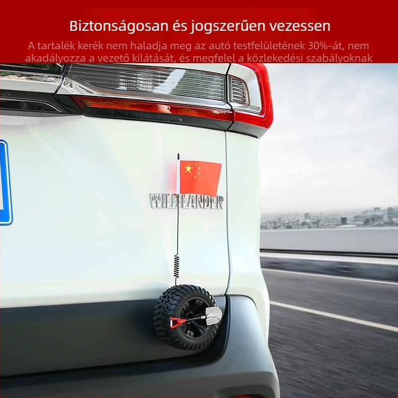 Autó és motorkerékpár dekoratív antenna, kártya-szegélyes szerelés, mini tartalékkerék inspirálta csomagtartó díszítés