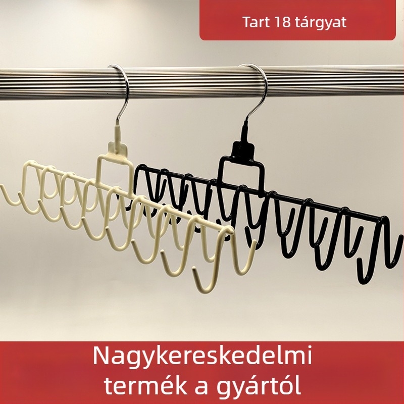 18 kampós ruhaszárító akasztó, négyzet alakú stílus, modern minimalistikus, műanyag bevonattal, Modell ZL-2596654