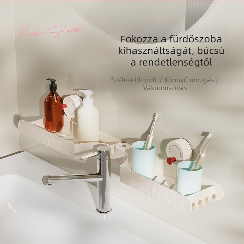Tükör előtti tárolópolc – műanyag, fényes felület, Dopamin stílus, teherbírás 1–5 kg