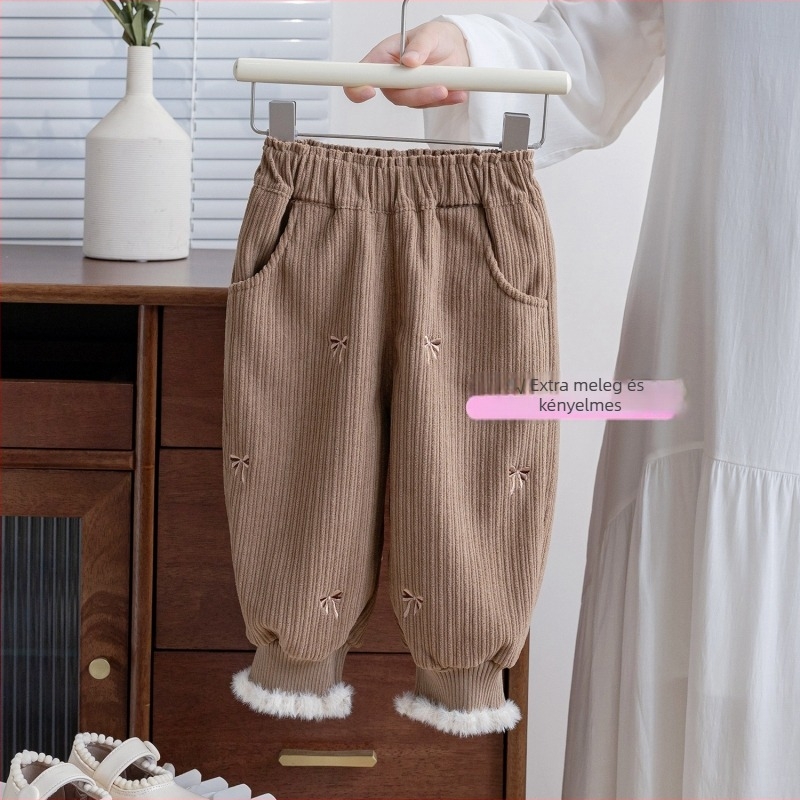 Lányok téli pamut nadrágjai, koreai stílusú casual fazon, 80% pamut, puha kezelés, rajzfilm mintával
