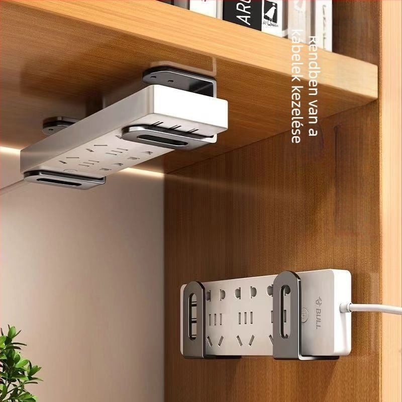 Router falra szerelhető tartó – fúrás nélküli, kampó-típusú rögzítés, szénacél, modern egyszerű stílus, egy szint, routerhez, set-top dobozhoz és modemhez