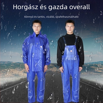 Horgász esőkabát szétválasztható pántokkal és vízálló nadrágokkal, Oxford anyag, PVC ragasztó réteg, anyagvastagság 36