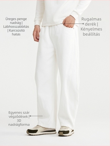 Férfi farmernadrág, laza szabású, középmagas derék, kötős zár, pamutkeverék denim, 2025 tél