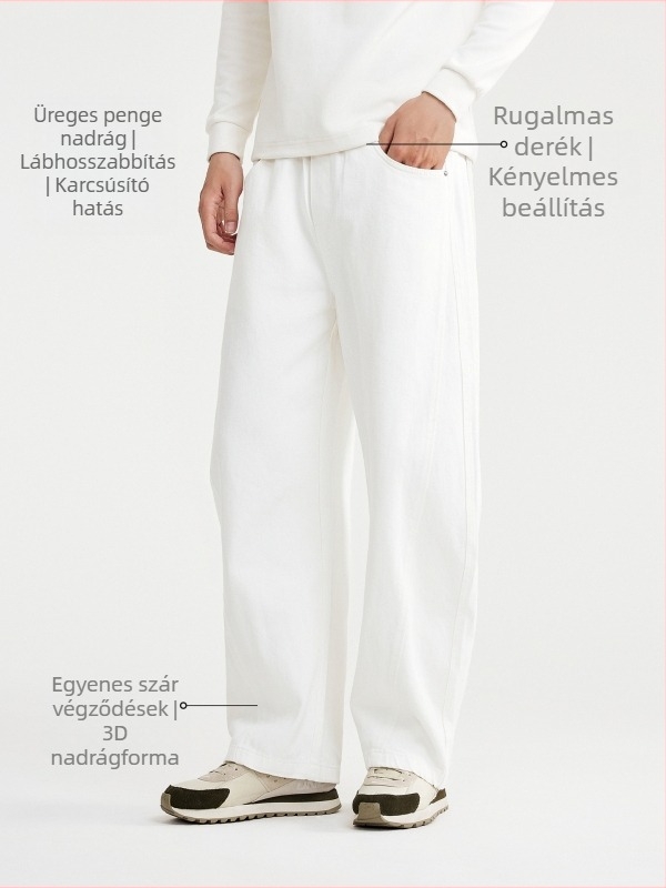 Férfi farmernadrág, laza szabású, középmagas derék, kötős zár, pamutkeverék denim, 2025 tél