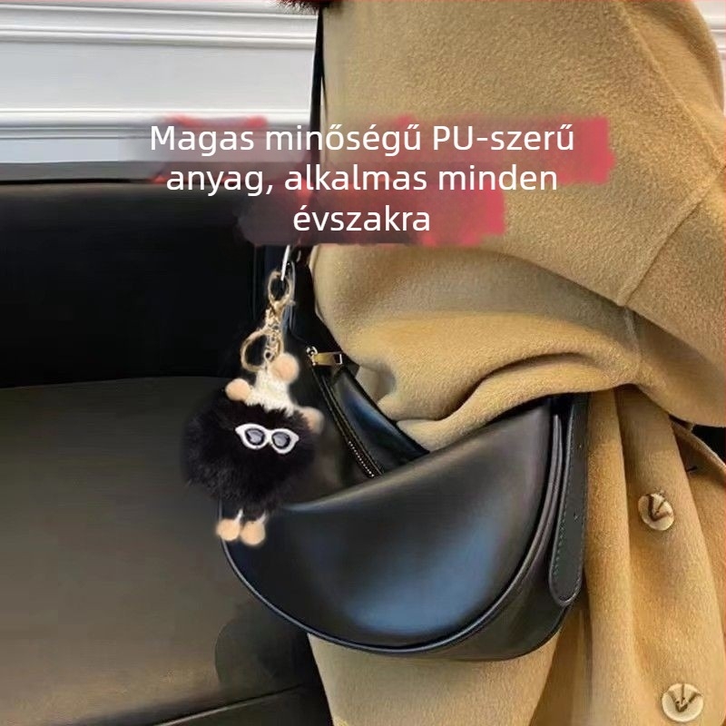 PU Dumpling táska városi stílusban, cipzárral, pamut béléssel, egy vállpánttal, nyár 2024