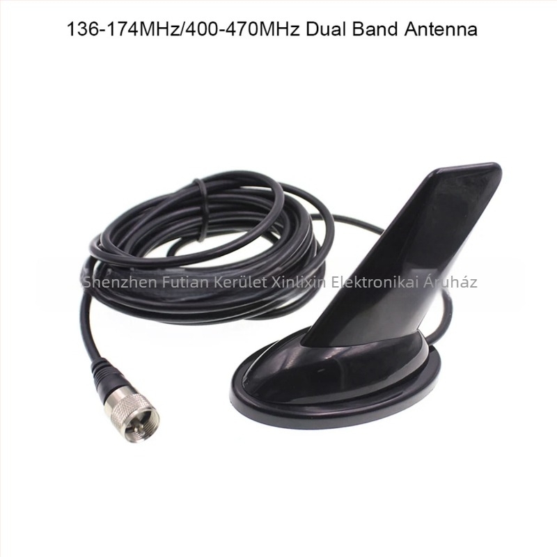 Autóba szerelt walkie-talkie shark fin antenna (144/430 MHz, 3–5 km hatótáv, 50 Ω impedancia)