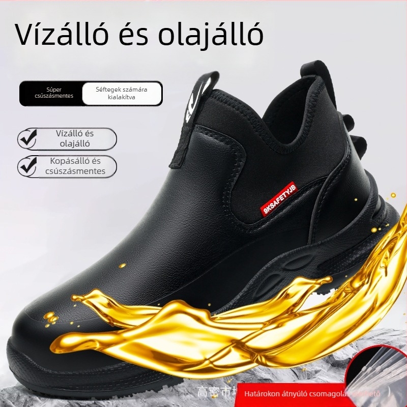 Konyhai szakács cipő – slip-on, mikroszálas bőr, vízálló, olajálló, csúszásmentes, alacsony felső rész