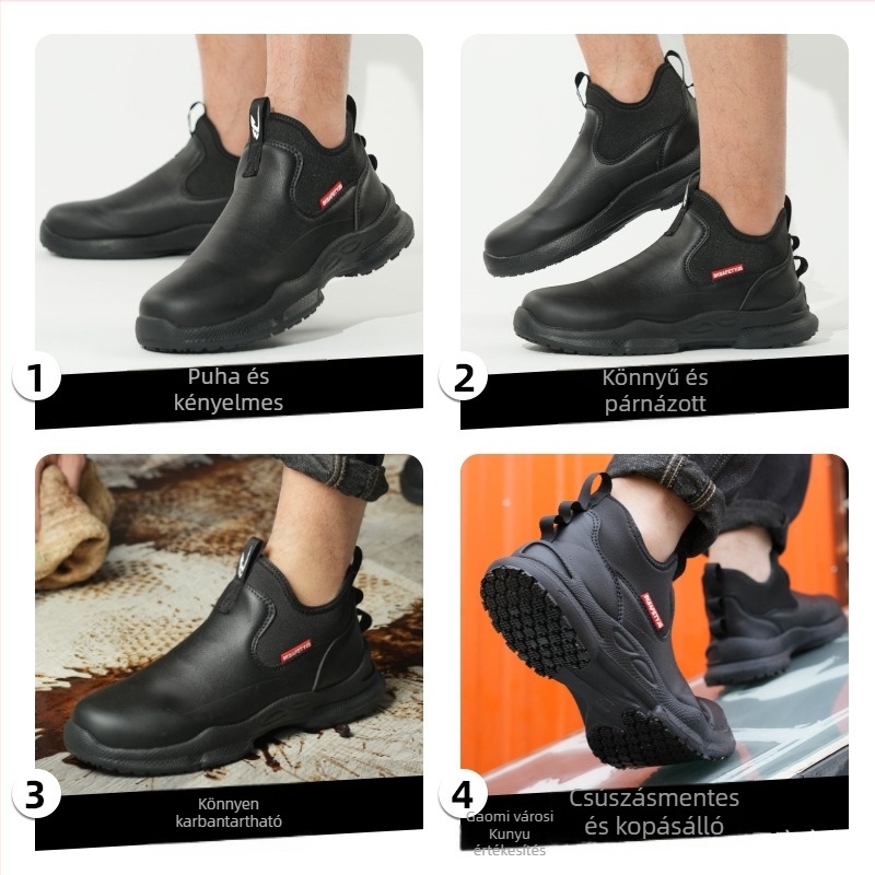Konyhai szakács cipő – slip-on, mikroszálas bőr, vízálló, olajálló, csúszásmentes, alacsony felső rész
