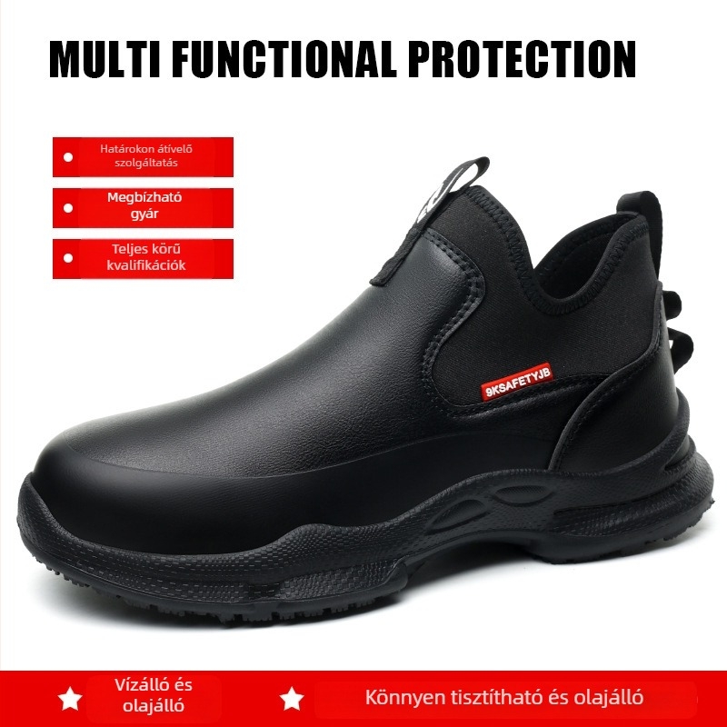 Konyhai szakács cipő – slip-on, mikroszálas bőr, vízálló, olajálló, csúszásmentes, alacsony felső rész