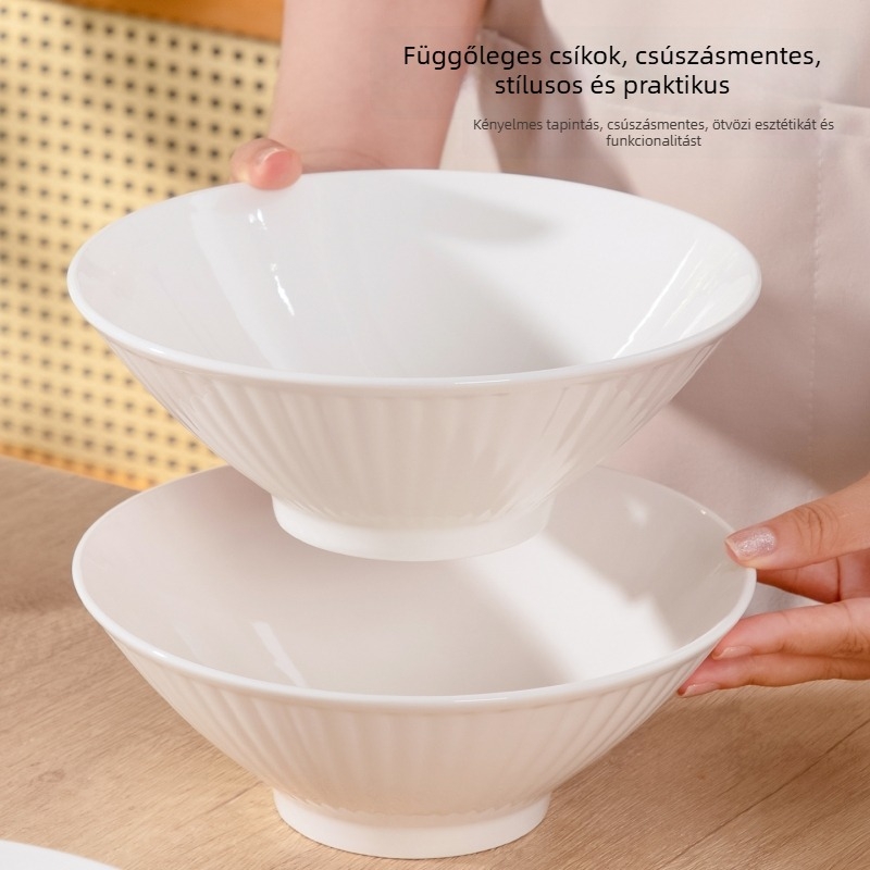 Porcelán japán ramen tál, kerek, mikrohullámú sütőben használható, alulglazúrozott felület, modern egyszerű stílus