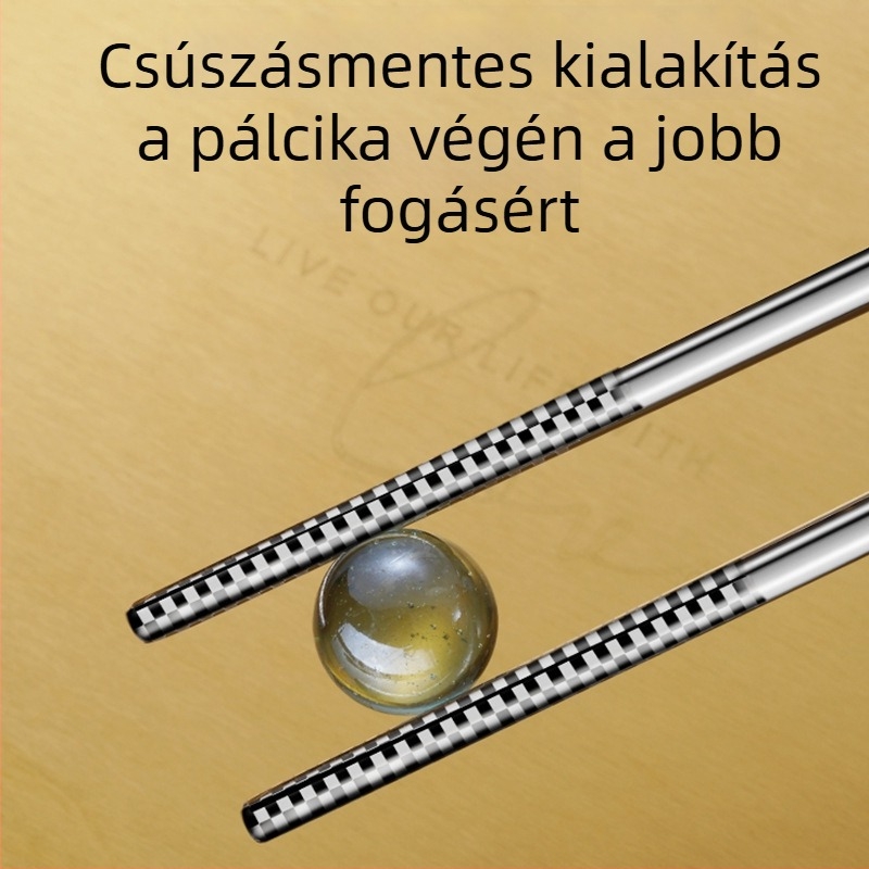 316-os rozsdamentes acél evőpálcikák, üreges belső, csúszásmentes, tükörfényes felület, modern minimális dizájn