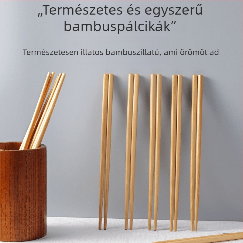 Kiváló minőségű dobozos bambusz evőpálcikák kínai stílusban, csúszásmentes, penészálló, hosszú és vastag, éttermi és hotelhasználatra, otthoni használatra, bambusz összekapcsolás dizájn