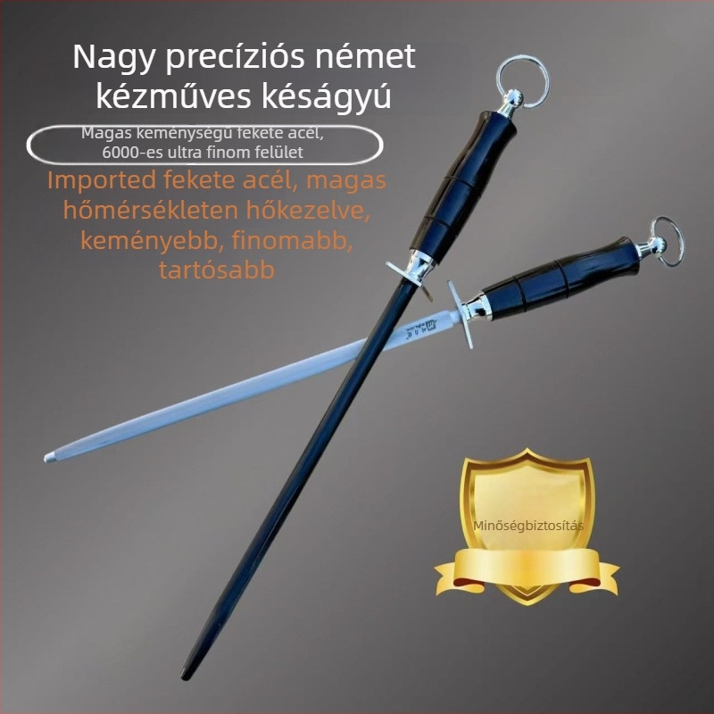 Henteseknek késélező pálca, magas széntartalmú acél, gyémánt bevonat felület, szantálfa nyél