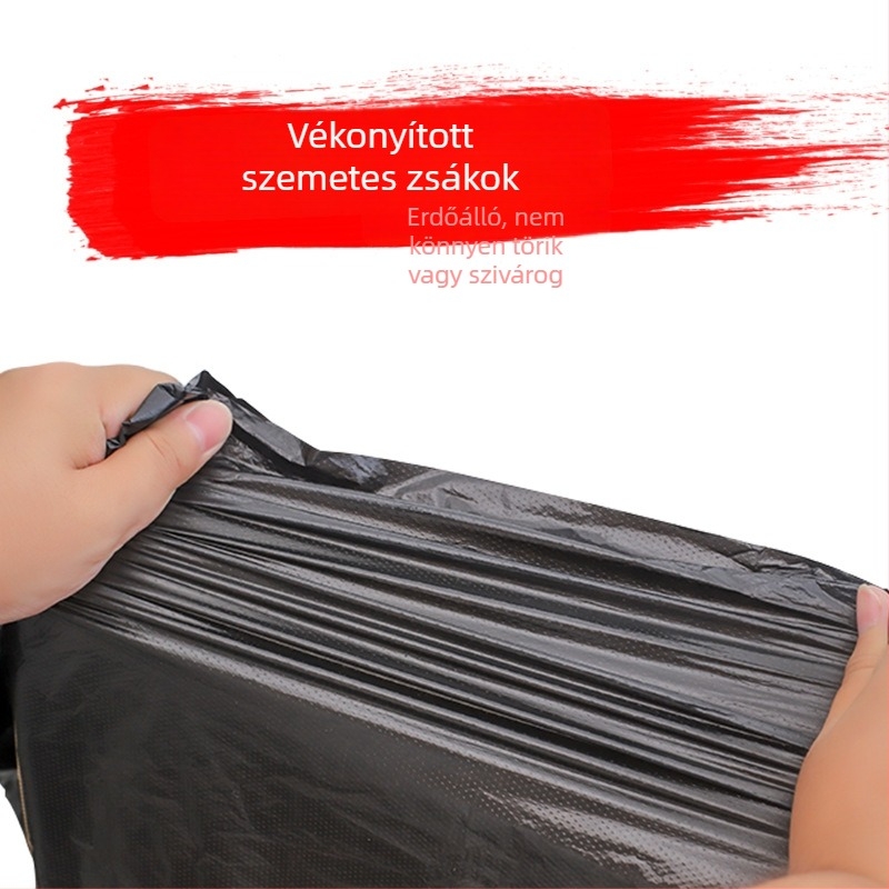 HDPE szemeteszsák, megerősített, sík szájú, egyszer használatos, háztartási, szállodai és konyhai felhasználásra