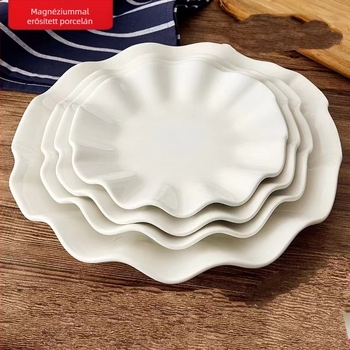 Tiszta fehér porcelán lótuszleveles tányér, modern étkészlet éttermek és szállodák számára