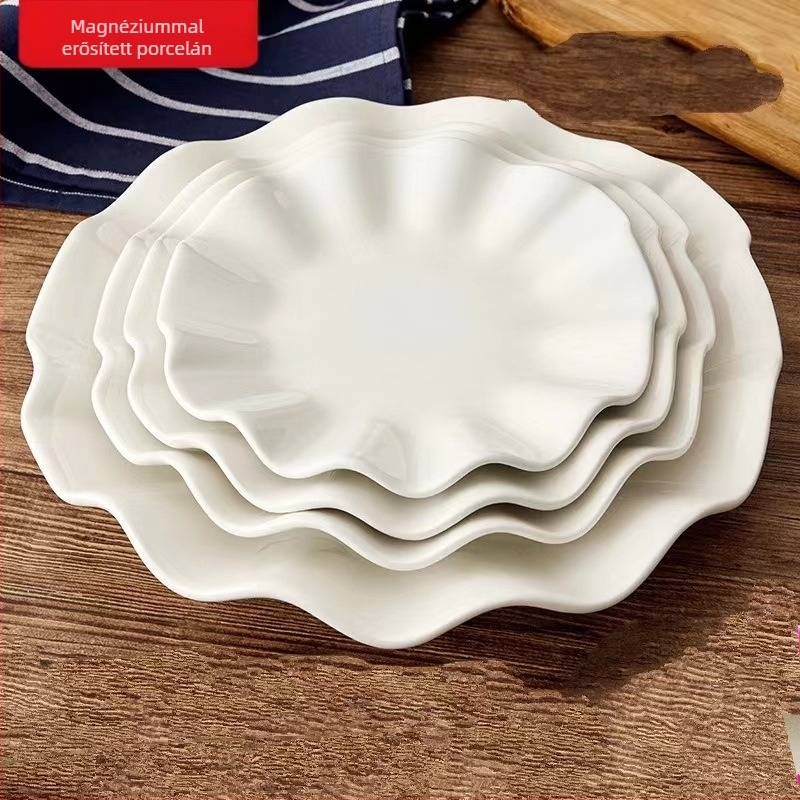 Tiszta fehér porcelán lótuszleveles tányér, modern étkészlet éttermek és szállodák számára