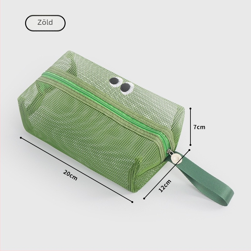 Hálós elrendezésű kozmetikai táska, mini cipzárral, nagy kapacitású, műanyag kivitel, sokoldalú utazótáska
