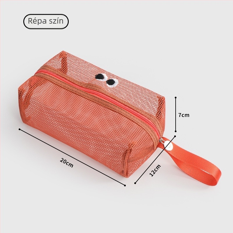 Hálós elrendezésű kozmetikai táska, mini cipzárral, nagy kapacitású, műanyag kivitel, sokoldalú utazótáska