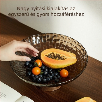Bydoll gyümölcstál – műanyag, diófa mintázat, könnyed luxus retro, nappali/teaház számára, 2025 megjelenés, első osztályú minőség