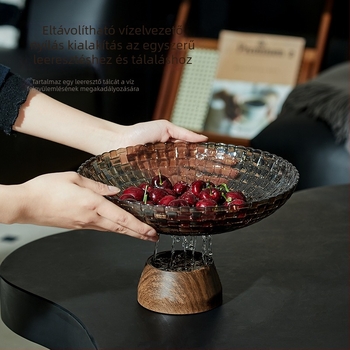 Bydoll gyümölcstál – műanyag, diófa mintázat, könnyed luxus retro, nappali/teaház számára, 2025 megjelenés, első osztályú minőség