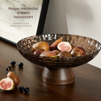 Bydoll gyümölcstál – műanyag, diófa mintázat, könnyed luxus retro, nappali/teaház számára, 2025 megjelenés, első osztályú minőség