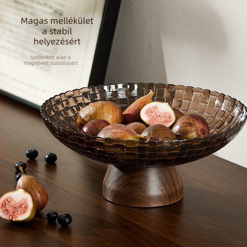 Bydoll gyümölcstál – műanyag, diófa mintázat, könnyed luxus retro, nappali/teaház számára, 2025 megjelenés, első osztályú minőség