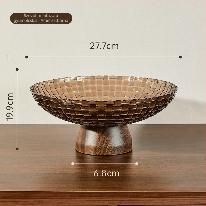 Bydoll gyümölcstál – műanyag, diófa mintázat, könnyed luxus retro, nappali/teaház számára, 2025 megjelenés, első osztályú minőség