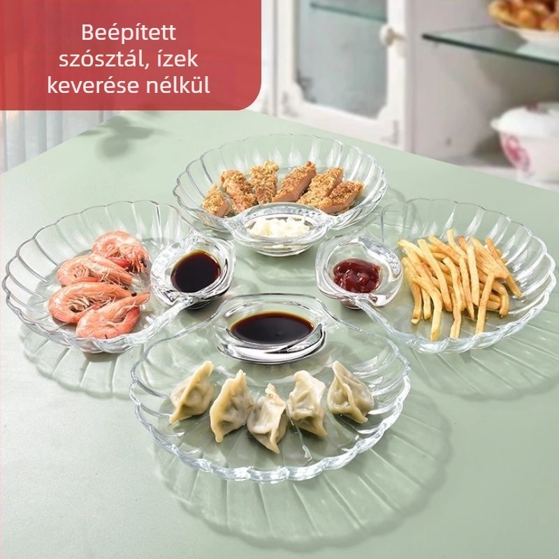 Üvegből készült gombóctál mártóval, egy darabból öntött, egyszínű dizájn, európai modern stílus