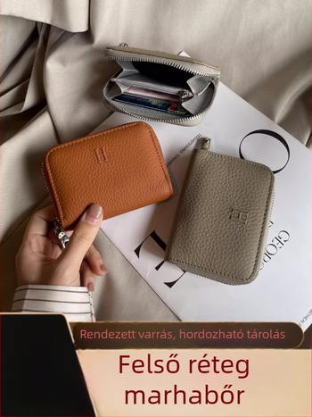 Muqu Női Kártyatáska — Két az egyben, Valódi bőr, Felső réteg marhabőrből, Poliészter bélés, Kompakt