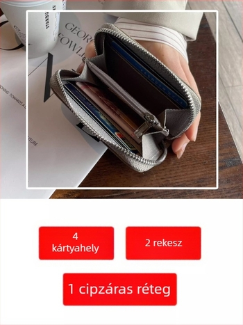 Muqu Női Kártyatáska — Két az egyben, Valódi bőr, Felső réteg marhabőrből, Poliészter bélés, Kompakt