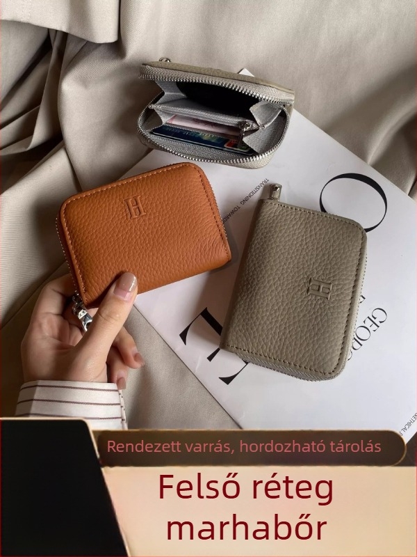 Muqu Női Kártyatáska — Két az egyben, Valódi bőr, Felső réteg marhabőrből, Poliészter bélés, Kompakt