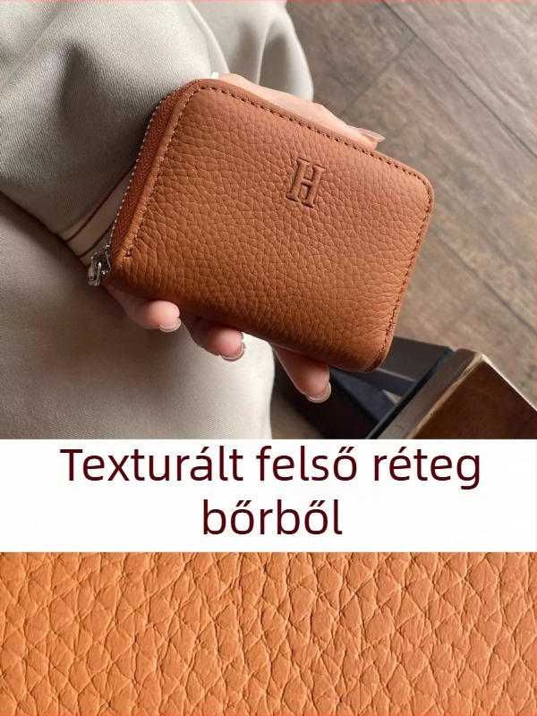 Muqu Női Kártyatáska — Két az egyben, Valódi bőr, Felső réteg marhabőrből, Poliészter bélés, Kompakt