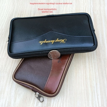 Férfi övtáska, ultra vékony, PU bőr, vízálló, poliészter bélés, városi egyszerűség